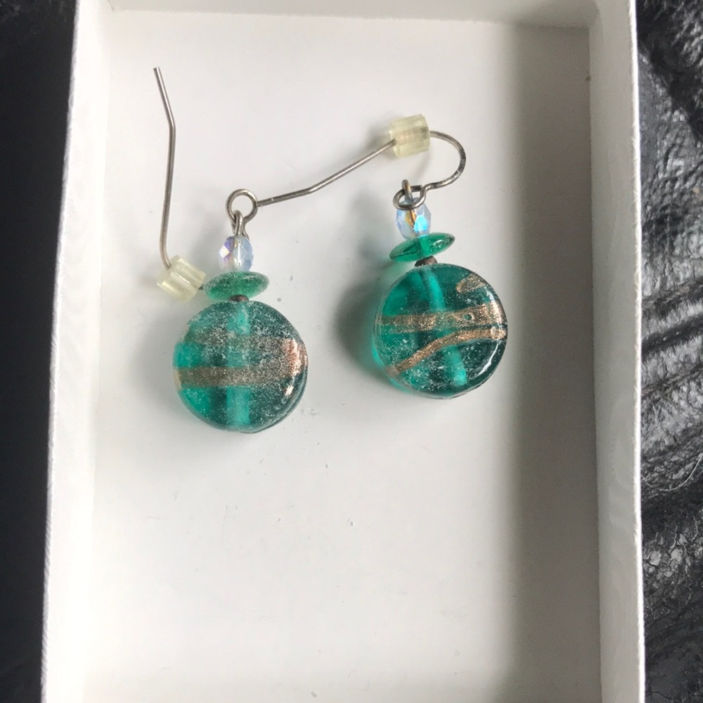 Elegant Green and Gold Earrings
